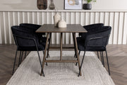 Venture Design Kaseidon & Selma Rektangulära Matbord 120 x 80 Mörkbrun + Matstolar 2-pack Svart