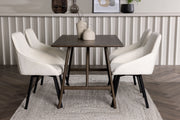 Venture Design Kaseidon & Rosie Rektangulära Matbord 120 x 80 Mörkbrun + Matstolar 2-pack Beige