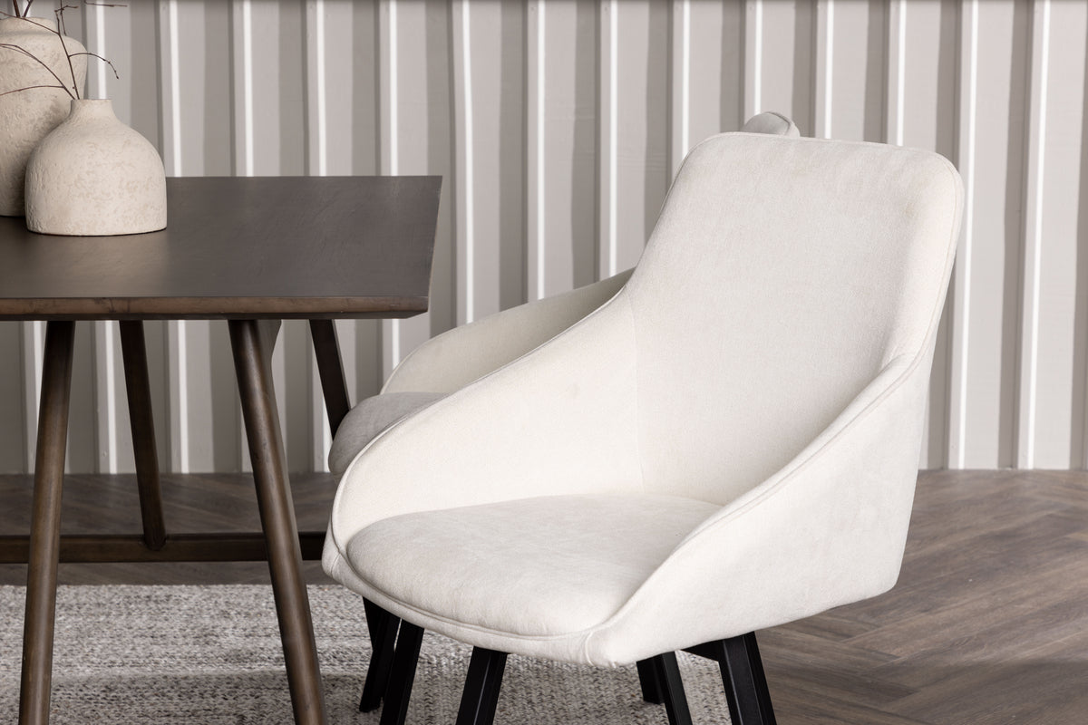 Venture Design Kaseidon & Rosie Rektangulära Matbord 120 x 80 Mörkbrun + Matstolar 2-pack Beige