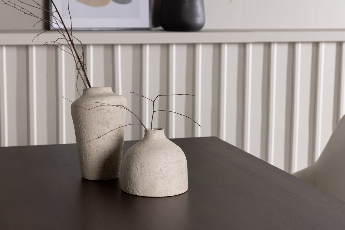 Venture Design Kaseidon & Rosie Rektangulära Matbord 120 x 80 Mörkbrun + Matstolar 2-pack Beige