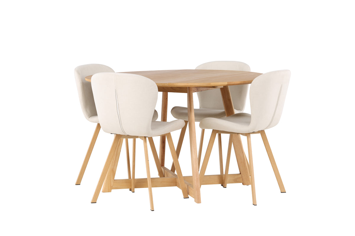 Venture Design Yakidon & Lilja Runda Matbord ⌀120 Brun + Matstolar 2-pack Beige