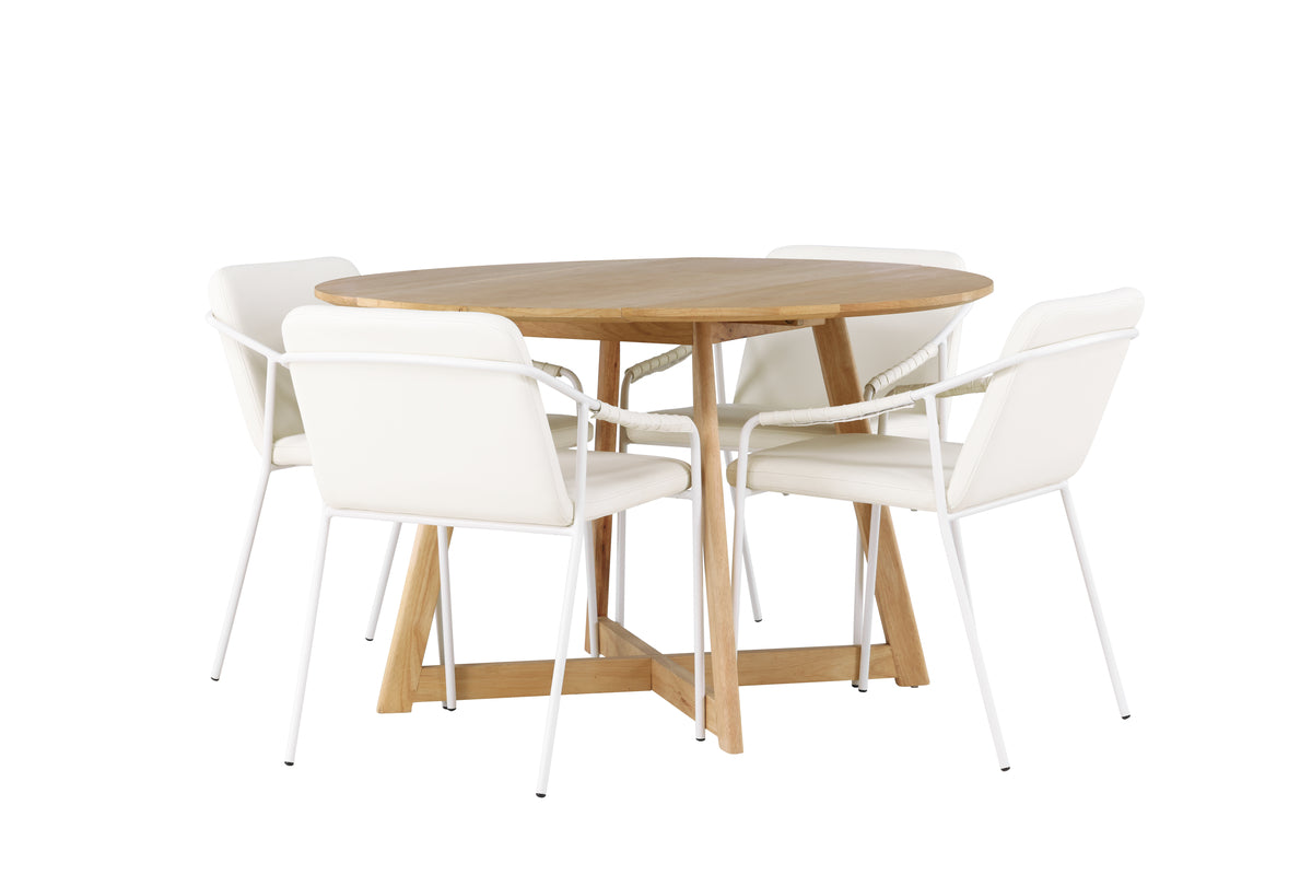 Venture Design Yakidon & Tvist Runda Matbord ⌀120 Brun + Matstolar 2-pack Beige