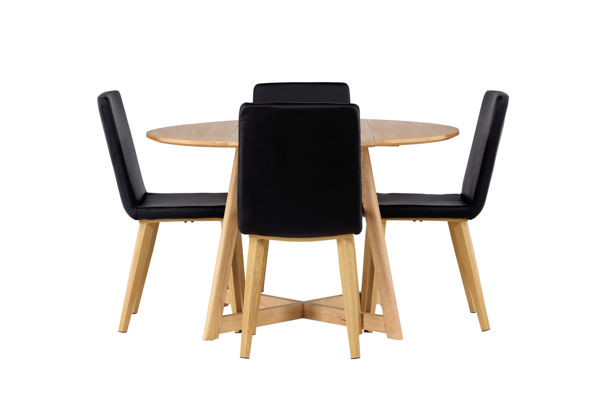 Venture Design Yakidon & Today Runda Matbord ⌀120 Brun + Matstolar 2-pack Svart