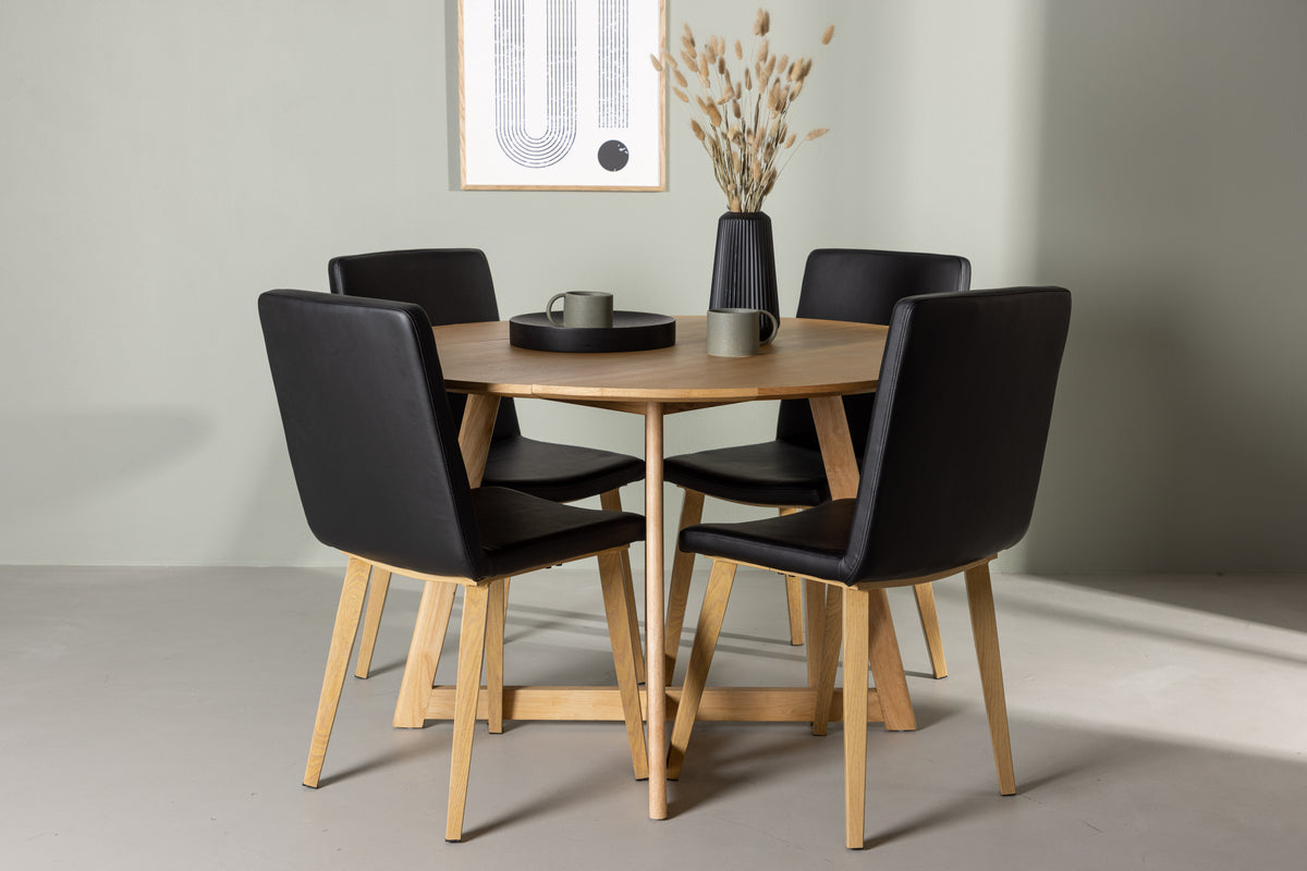Venture Design Yakidon & Today Runda Matbord ⌀120 Brun + Matstolar 2-pack Svart