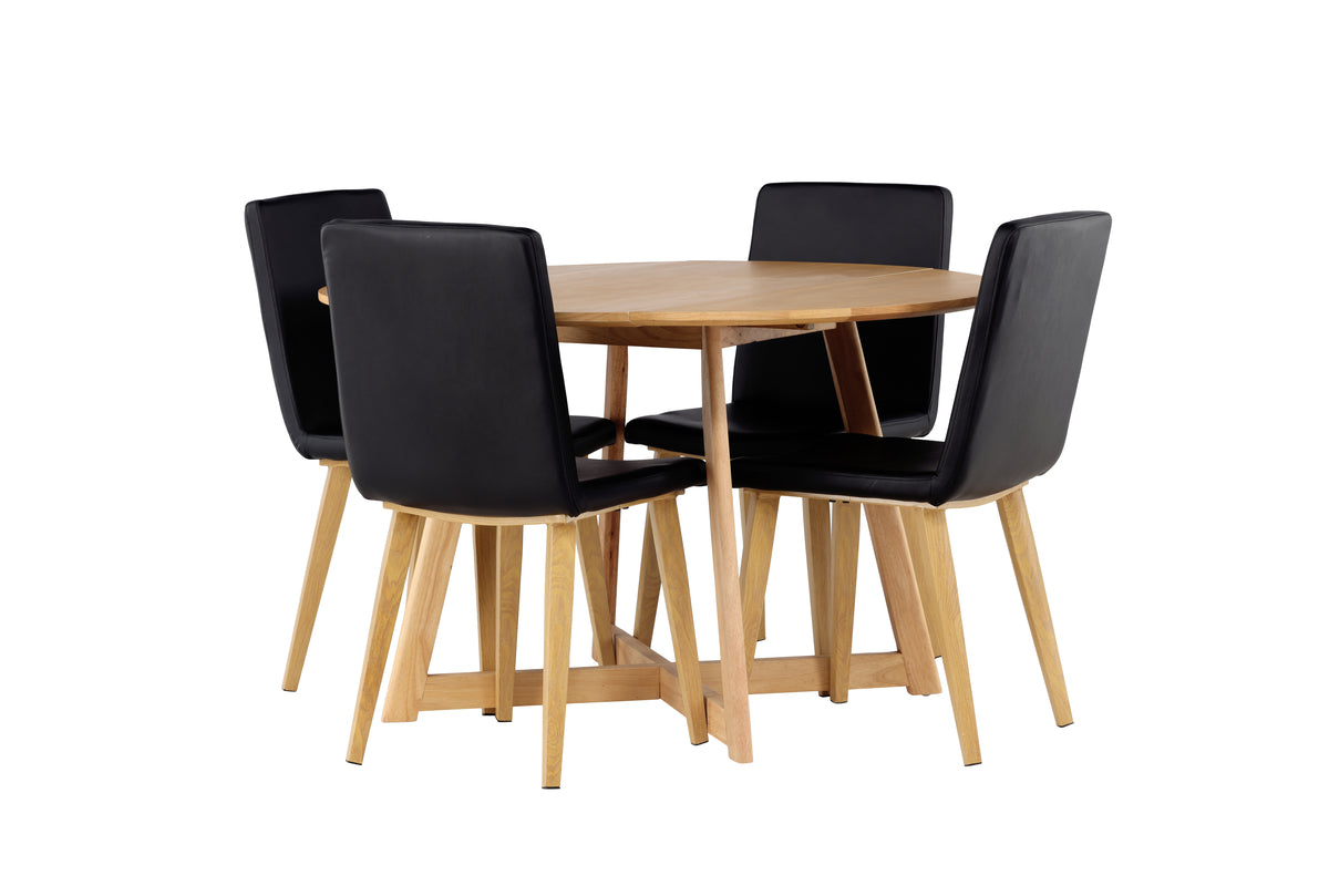 Venture Design Yakidon & Today Runda Matbord ⌀120 Brun + Matstolar 2-pack Svart