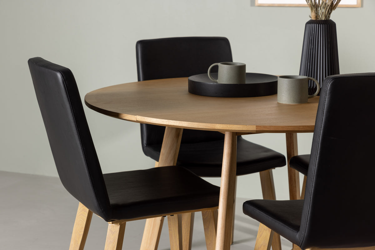 Venture Design Yakidon & Today Runda Matbord ⌀120 Brun + Matstolar 2-pack Svart