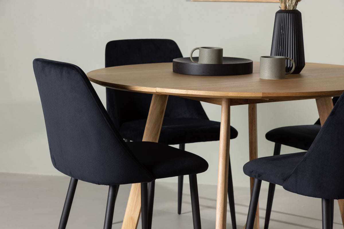 Venture Design Yakidon & Night Runda Matbord ⌀120 Brun + Matstolar 2-pack Svart
