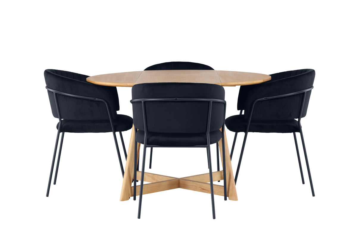 Venture Design Yakidon & Selma Runda Matbord ⌀120 Brun + Matstolar 2-pack Svart