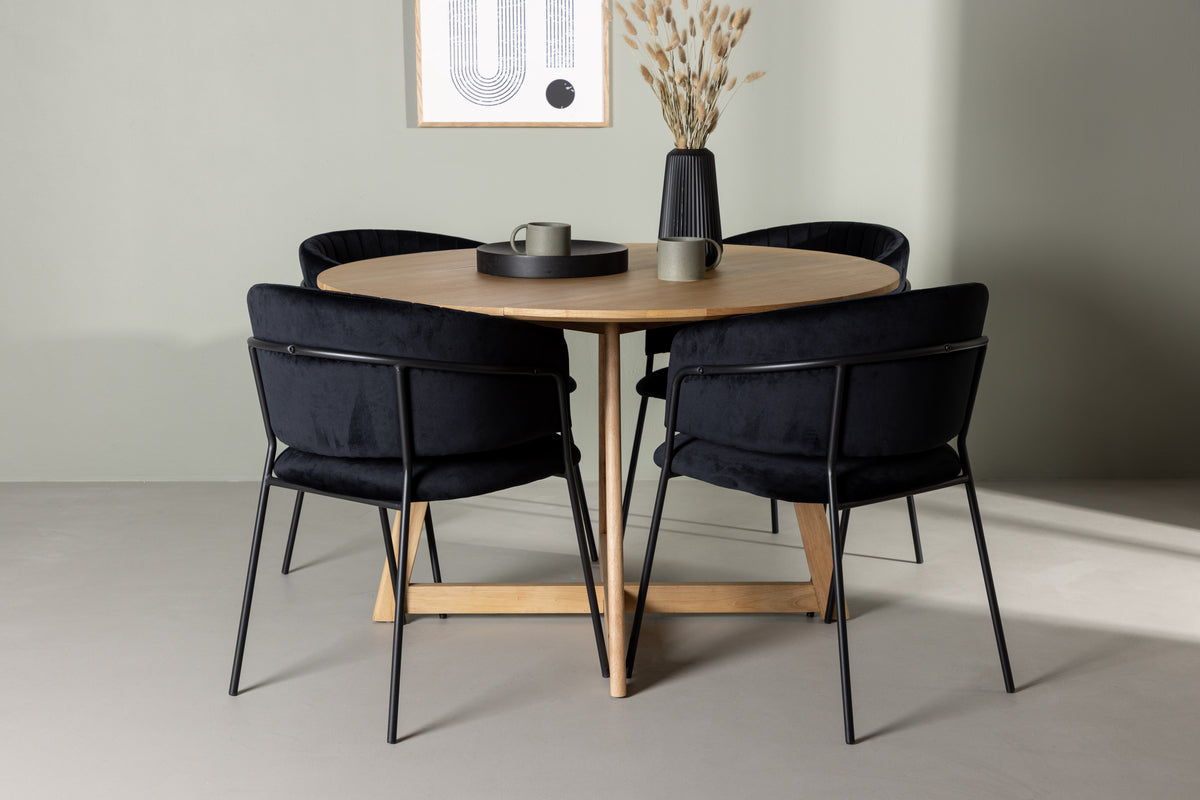 Venture Design Yakidon & Selma Runda Matbord ⌀120 Brun + Matstolar 2-pack Svart