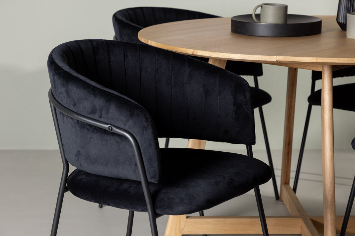 Venture Design Yakidon & Selma Runda Matbord ⌀120 Brun + Matstolar 2-pack Svart