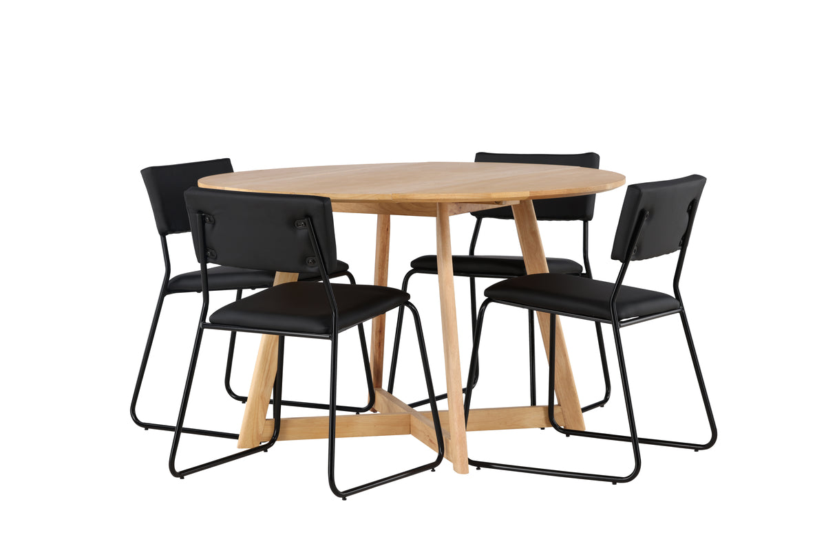 Venture Design Kenth & Yakidon Matstolar 2-pack Svart + Runda Matbord ⌀120 Brun