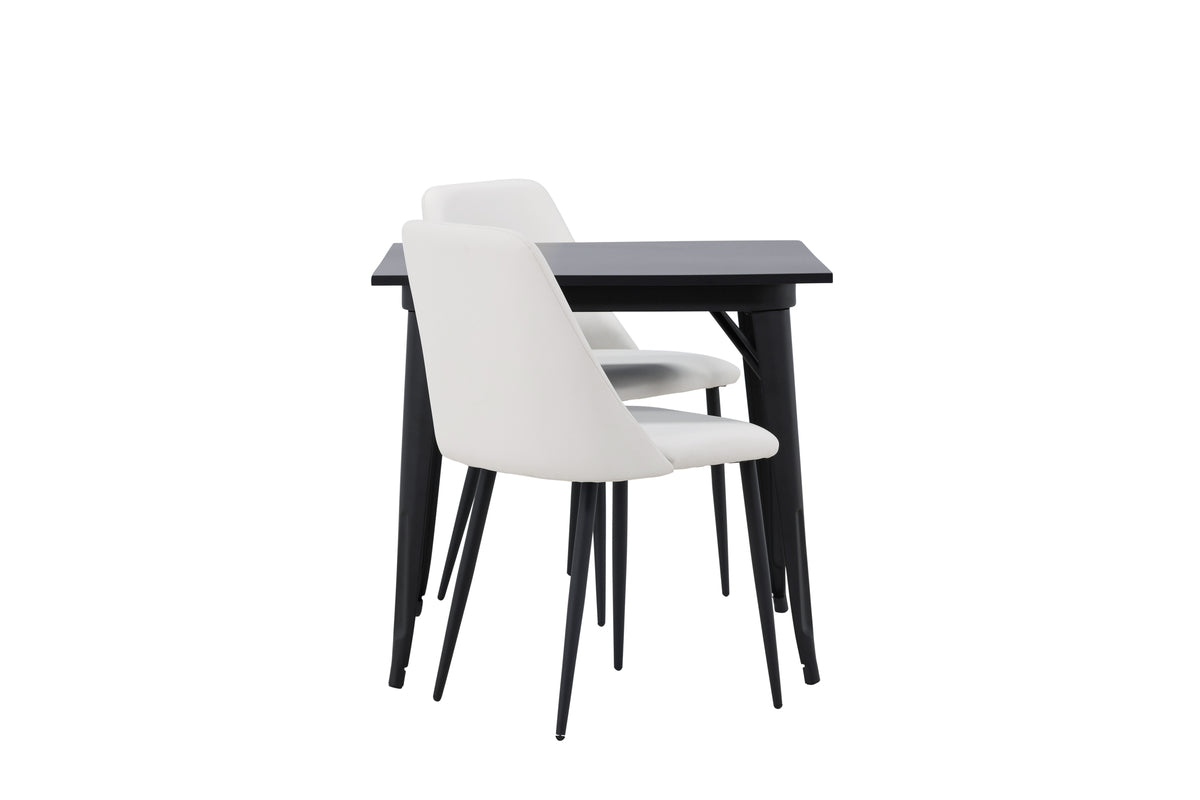 Venture Design Tempe & Night Rektangulära Matbord 80 x 80 Svart + Matstolar 2-pack Vit