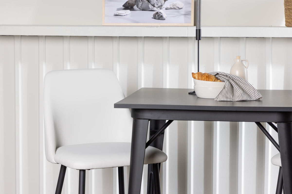 Venture Design Tempe & Night Rektangulära Matbord 80 x 80 Svart + Matstolar 2-pack Vit