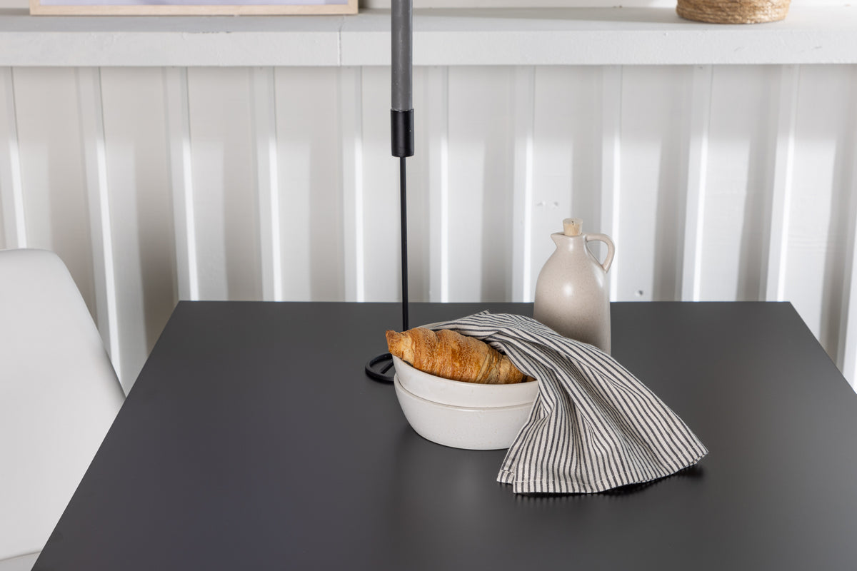 Venture Design Tempe & Night Rektangulära Matbord 80 x 80 Svart + Matstolar 2-pack Vit