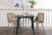 Venture Design Tempe & Night Rektangulära Matbord 80 x 80 Svart + Matstolar 2-pack Beige