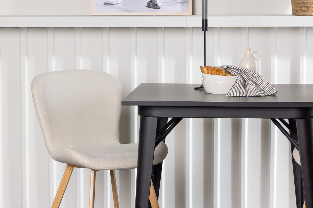 Venture Design Tempe & Lilja Rektangulära Matbord 80 x 80 Svart + Matstolar 2-pack Beige