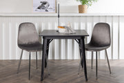Venture Design Tempe & Eva Rektangulära Matbord 80 x 80 Svart + Matstolar 2-pack Ljusgrå
