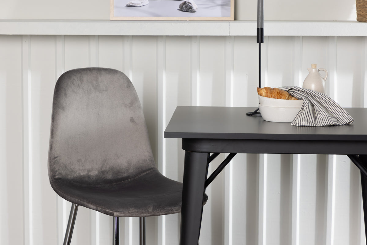 Venture Design Tempe & Eva Rektangulära Matbord 80 x 80 Svart + Matstolar 2-pack Ljusgrå