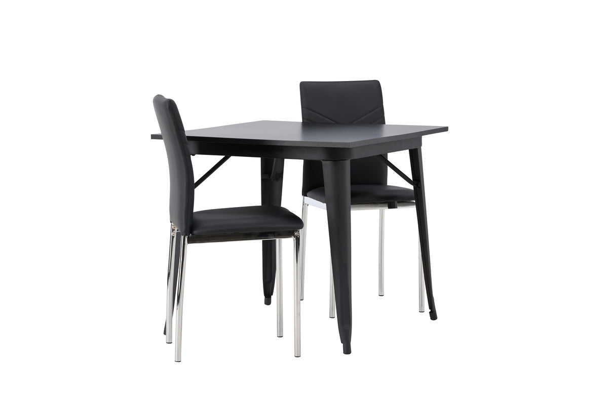 Venture Design Tempe & Lily Rektangulära Matbord 80 x 80 Svart + Matstolar 2-pack Svart