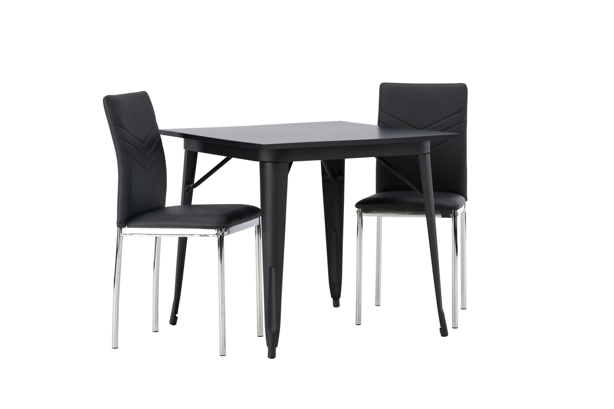 Venture Design Tempe & Lily Rektangulära Matbord 80 x 80 Svart + Matstolar 2-pack Svart