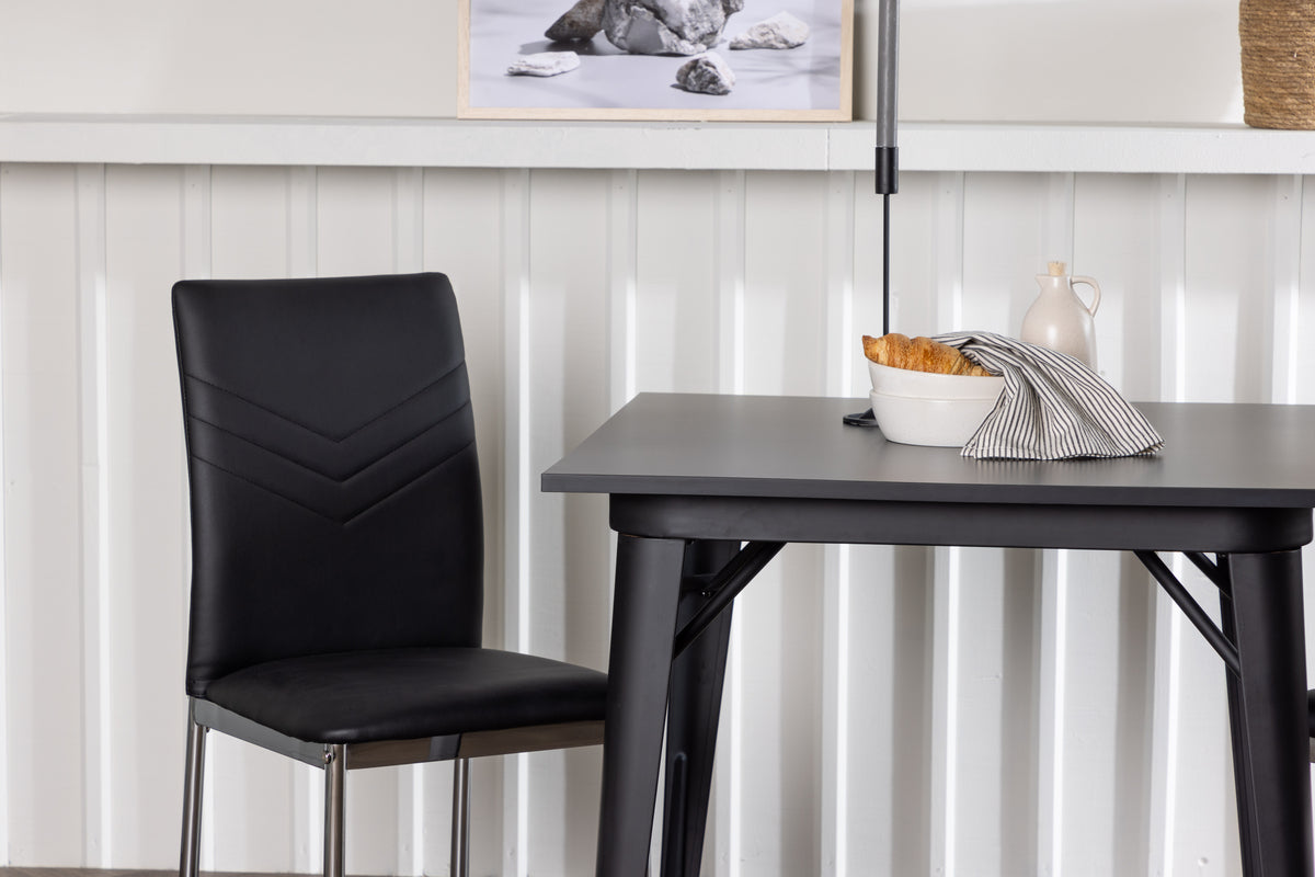 Venture Design Tempe & Lily Rektangulära Matbord 80 x 80 Svart + Matstolar 2-pack Svart