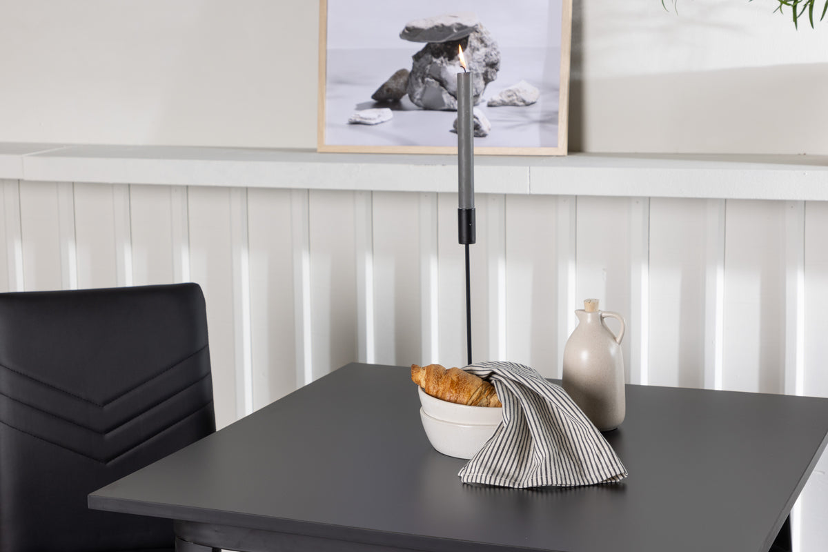 Venture Design Tempe & Lily Rektangulära Matbord 80 x 80 Svart + Matstolar 2-pack Svart