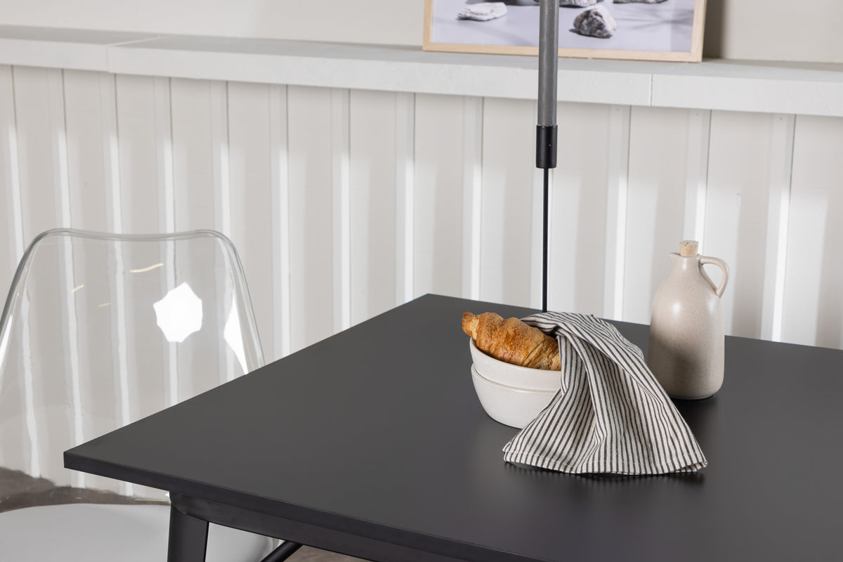 Venture Design Tempe & Edvin Rektangulära Matbord 80 x 80 Svart + Matstolar 2-pack Natur