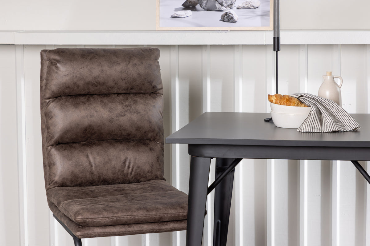 Venture Design Tempe & Zizo Rektangulära Matbord 80 x 80 Svart + Matstolar 2-pack Brun