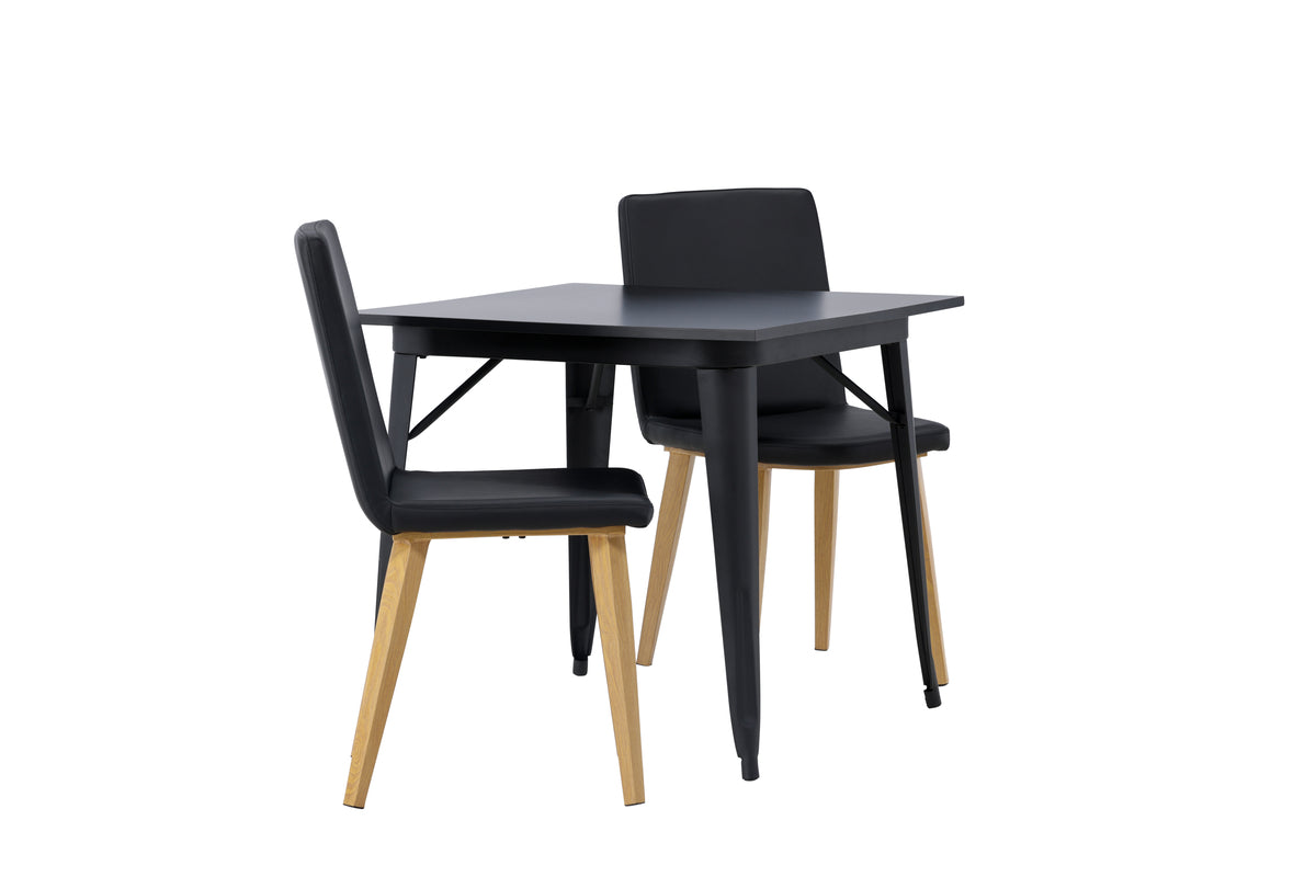 Venture Design Tempe & Today Rektangulära Matbord 80 x 80 Svart + Matstolar 2-pack Svart