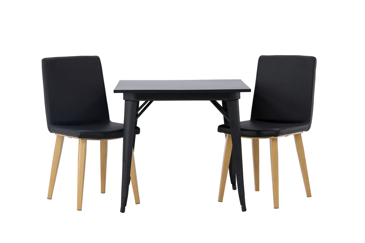 Venture Design Tempe & Today Rektangulära Matbord 80 x 80 Svart + Matstolar 2-pack Svart