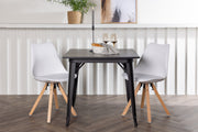 Venture Design Tempe & Zeno Rektangulära Matbord 80 x 80 Svart + Matstolar 2-pack Vit