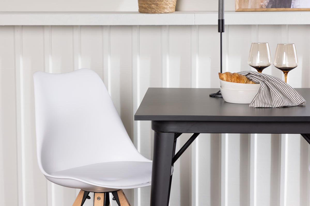 Venture Design Tempe & Zeno Rektangulära Matbord 80 x 80 Svart + Matstolar 2-pack Vit