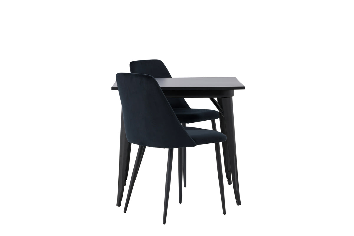 Venture Design Tempe & Night Rektangulära Matbord 80 x 80 Svart + Matstolar 2-pack Svart