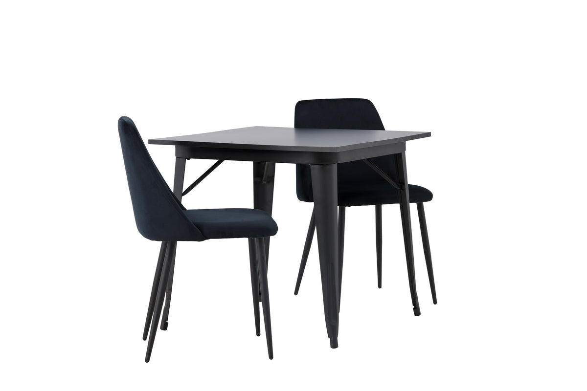 Venture Design Tempe & Night Rektangulära Matbord 80 x 80 Svart + Matstolar 2-pack Svart