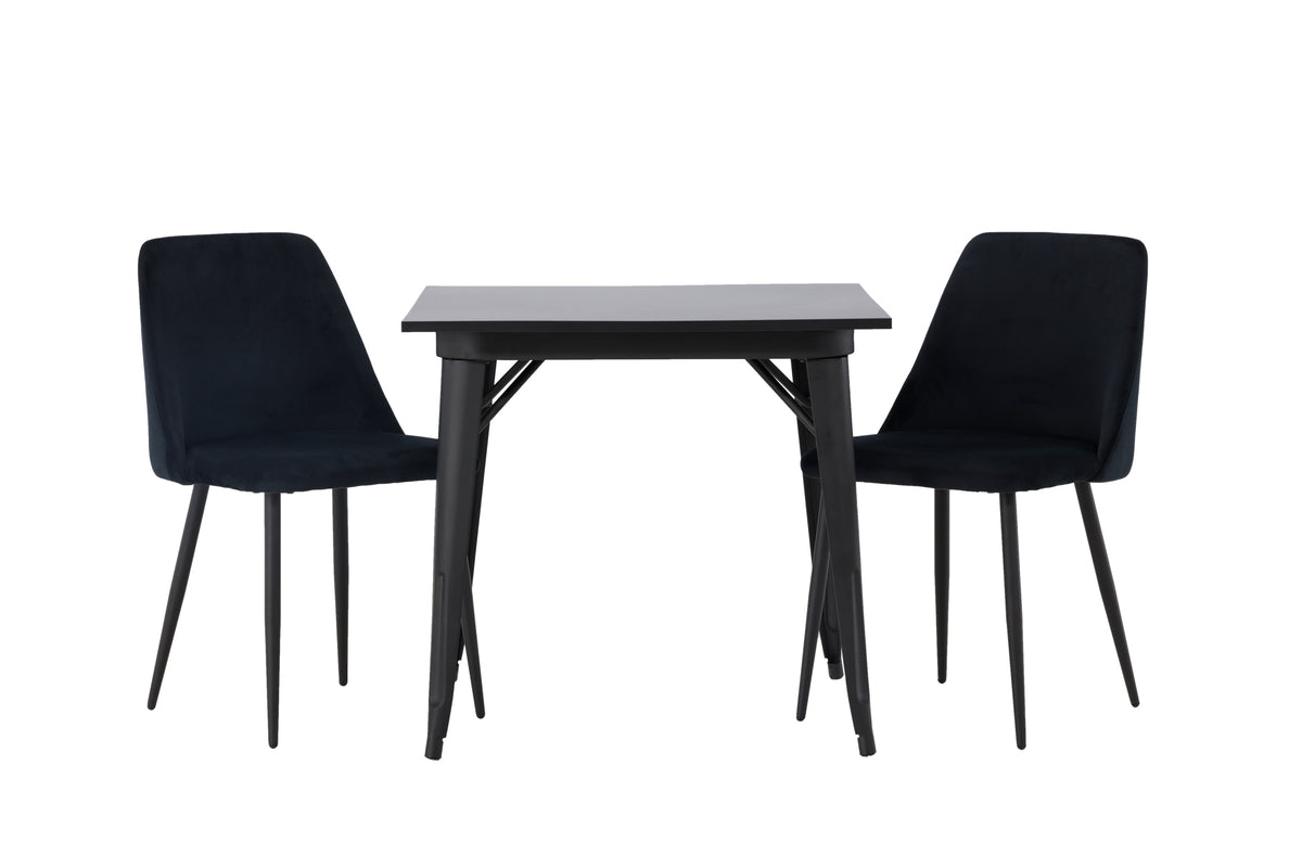 Venture Design Tempe & Night Rektangulära Matbord 80 x 80 Svart + Matstolar 2-pack Svart