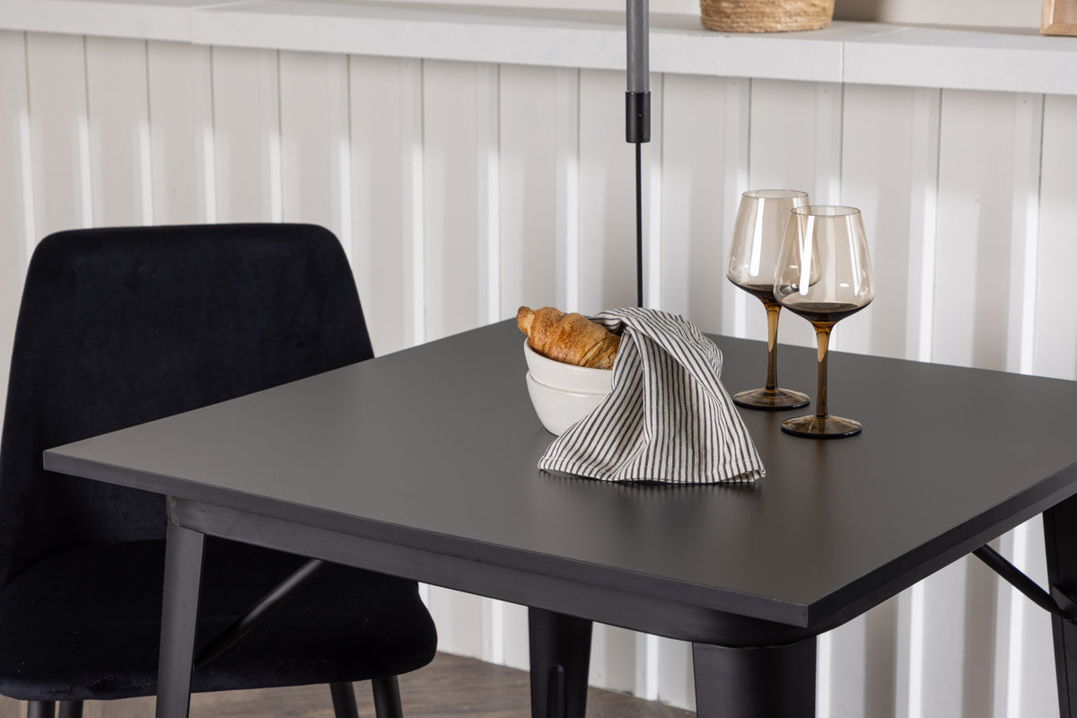 Venture Design Tempe & Night Rektangulära Matbord 80 x 80 Svart + Matstolar 2-pack Svart
