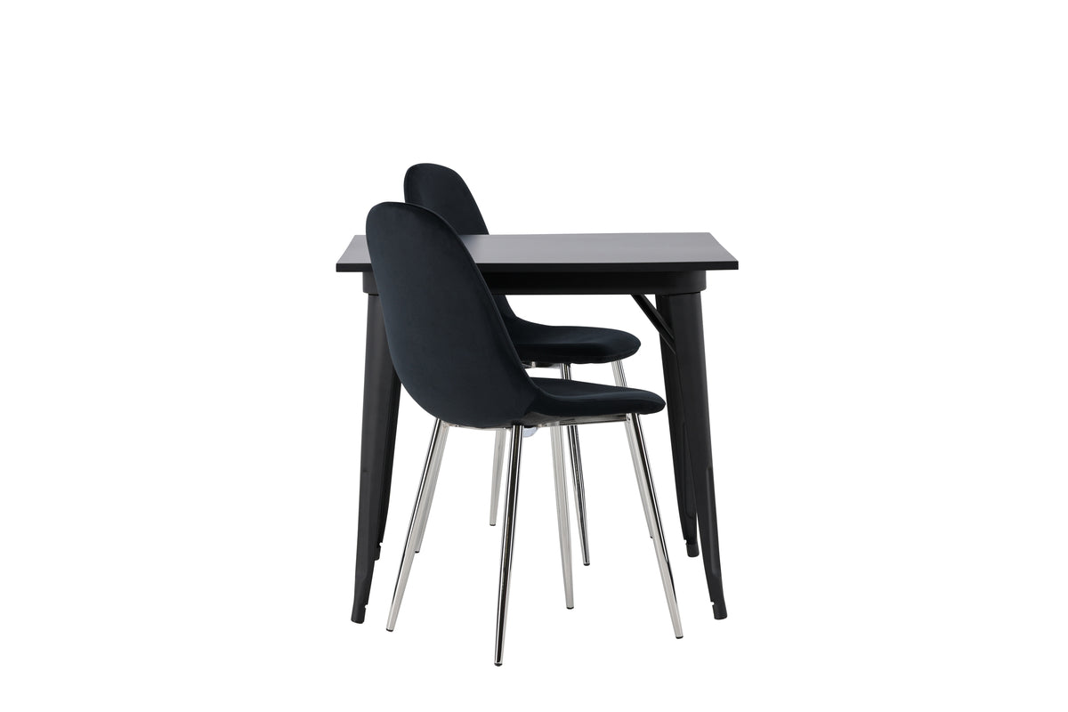 Venture Design Tempe & Polar Rektangulära Matbord 80 x 80 Svart + Matstolar 2-pack Svart