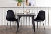 Venture Design Tempe & Polar Rektangulära Matbord 80 x 80 Svart + Matstolar 2-pack Svart