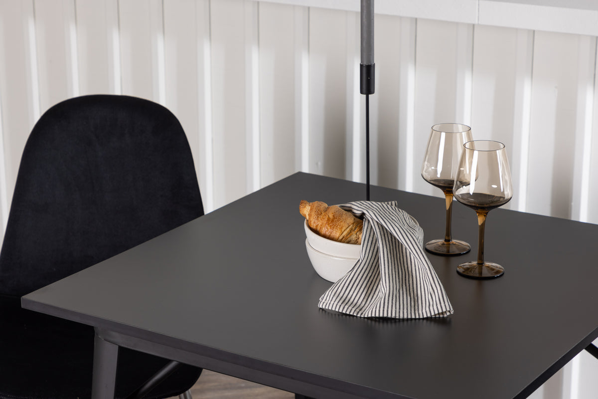 Venture Design Tempe & Polar Rektangulära Matbord 80 x 80 Svart + Matstolar 2-pack Svart