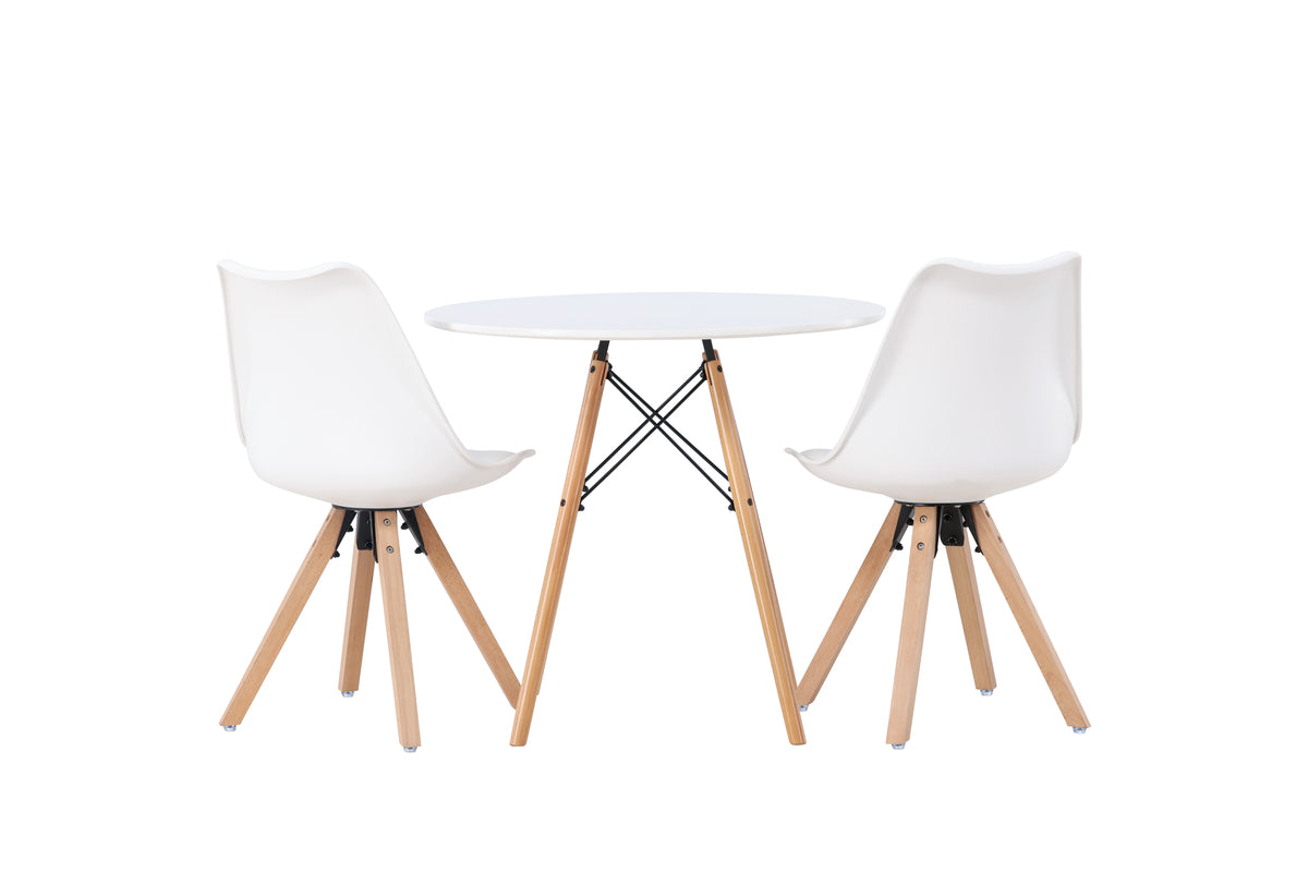 Venture Design Danburi & Zeno Runda Matbord ⌀60 Vit + Matstolar 2-pack Vit