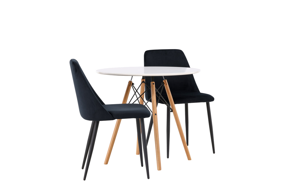 Venture Design Danburi & Night Runda Matbord ⌀60 Vit + Matstolar 2-pack Svart