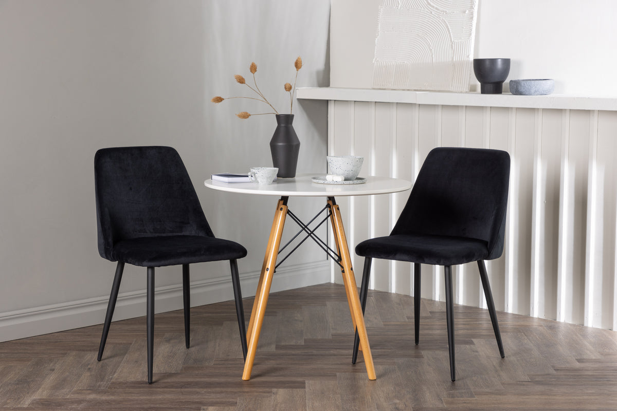 Venture Design Danburi & Night Runda Matbord ⌀60 Vit + Matstolar 2-pack Svart