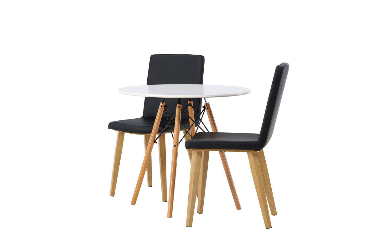 Venture Design Danburi & Today Runda Matbord ⌀60 Vit + Matstolar 2-pack Svart