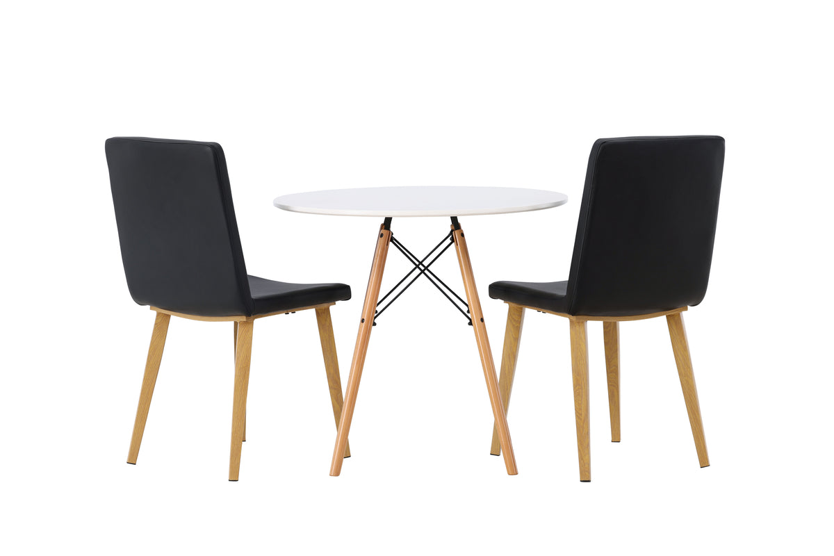Venture Design Danburi & Today Runda Matbord ⌀60 Vit + Matstolar 2-pack Svart