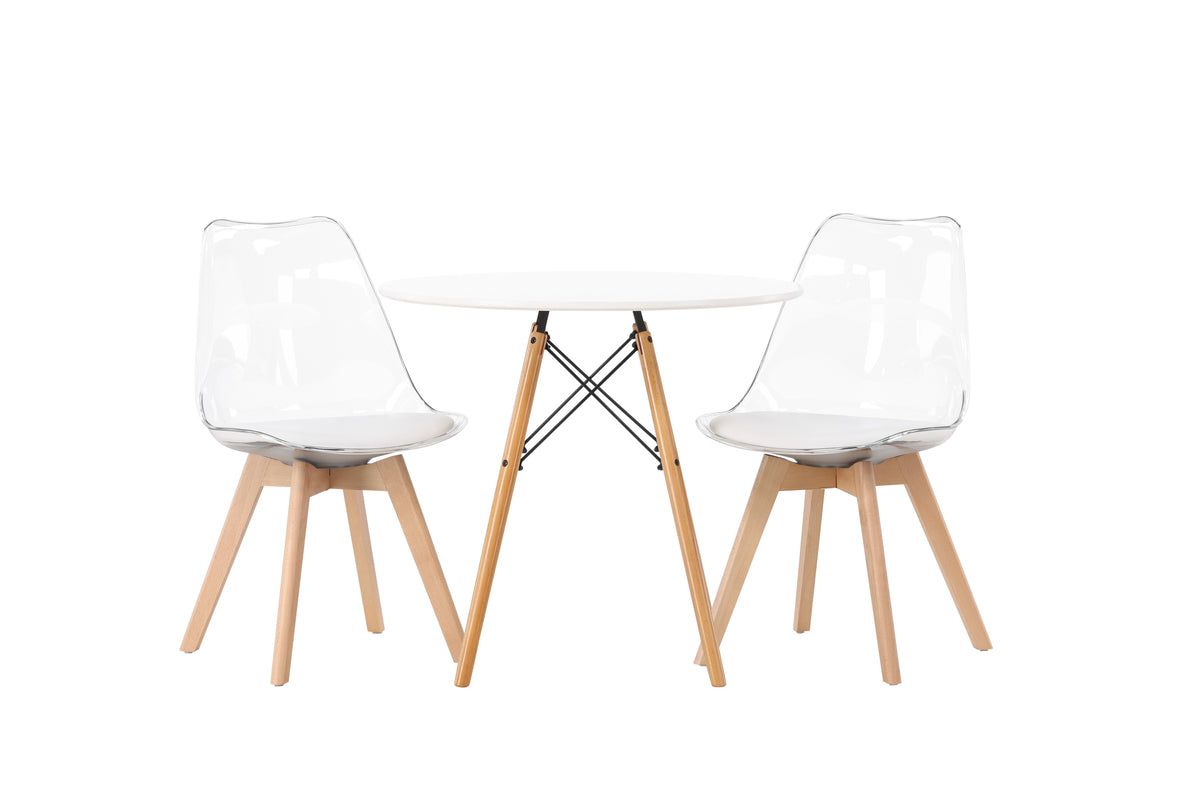 Venture Design Danburi & Edvin Runda Matbord ⌀60 Vit + Matstolar 2-pack Natur