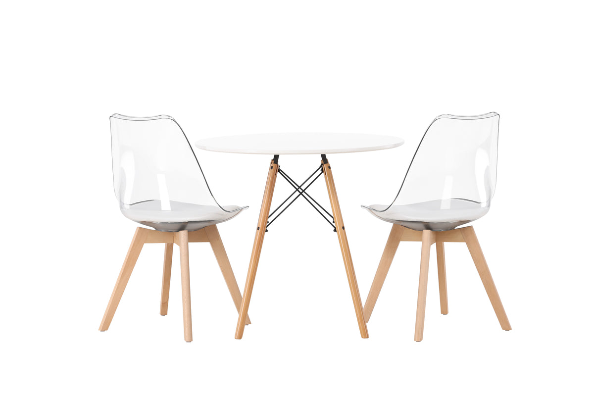 Venture Design Danburi & Edvin Runda Matbord ⌀60 Vit + Matstolar 2-pack Natur