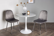 Venture Design Hamden & Eva Runda Matbord ⌀80 Vit + Matstolar 2-pack Ljusgrå