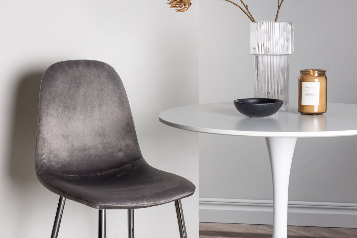 Venture Design Hamden & Eva Runda Matbord ⌀80 Vit + Matstolar 2-pack Ljusgrå