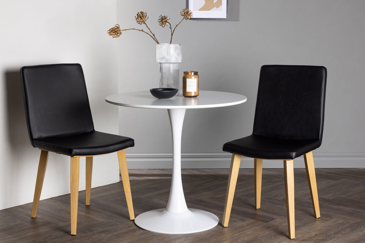 Venture Design Hamden & Today Runda Matbord ⌀80 Vit + Matstolar 2-pack Svart