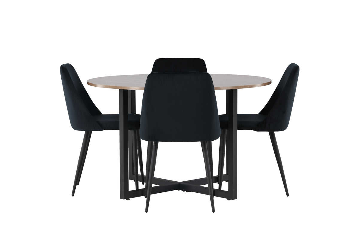 Venture Design Durango & Night Runda Matbord ⌀120 Valnöt + Matstolar 2-pack Svart
